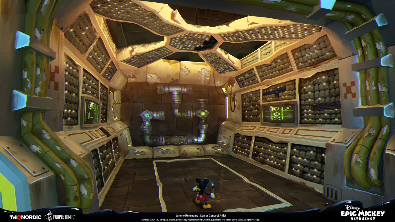 Space Voyage Rocket Control Room Interior Art from Epic Mickey: Rebrushed