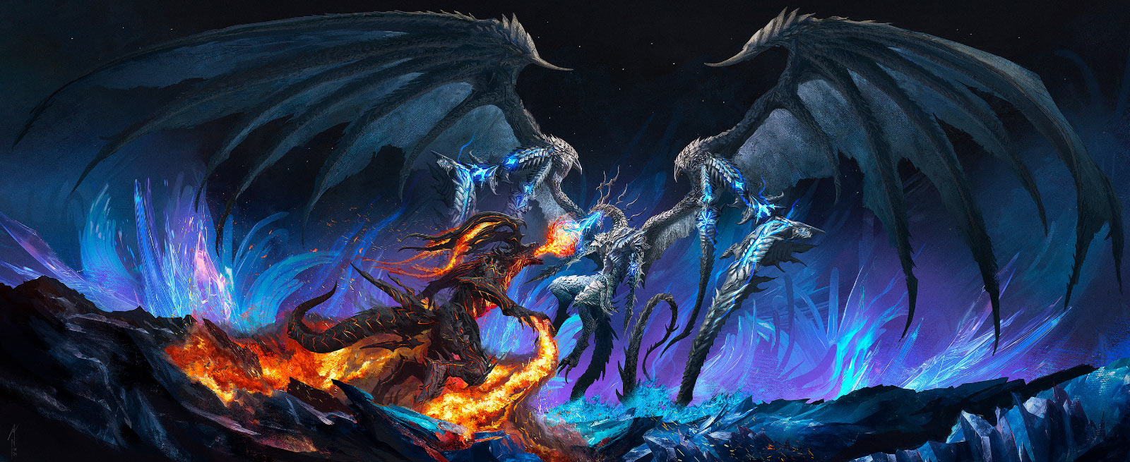 Ifrit vs. Bahamut Art from Magic: The Gathering&mdash;Final Fantasy