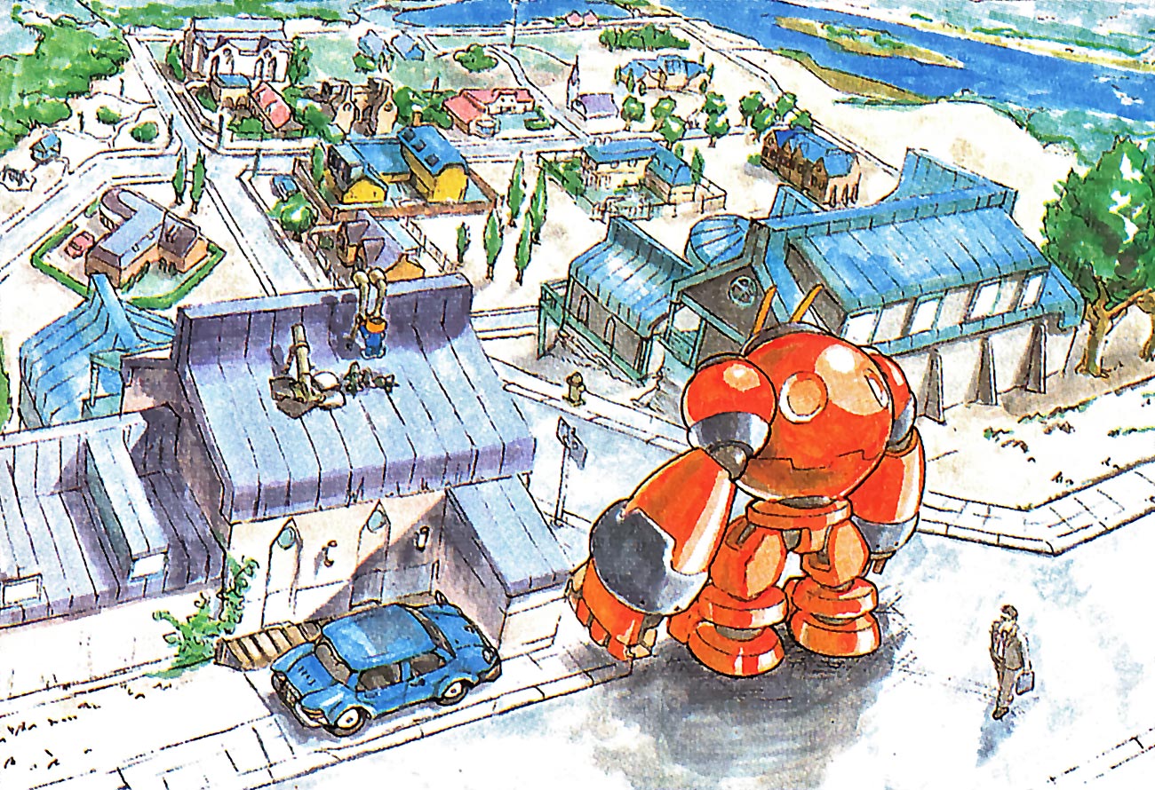 Gustaff Overlooking Town Concept Art from The Misadventures of Tron Bonne