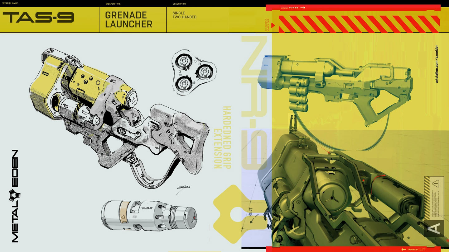 TAS-9 Grenade Launcher Art from Metal Eden