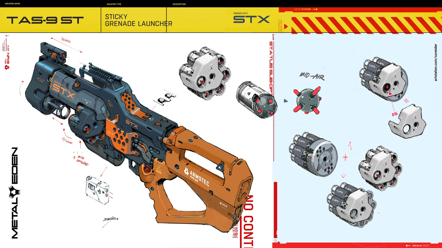 TAS-9 ST Sticky Grenade Launcher Art from Metal Eden