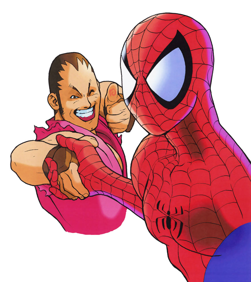 Dan and Spider-Man Art from Marvel Super Heroes vs. Street Fighter