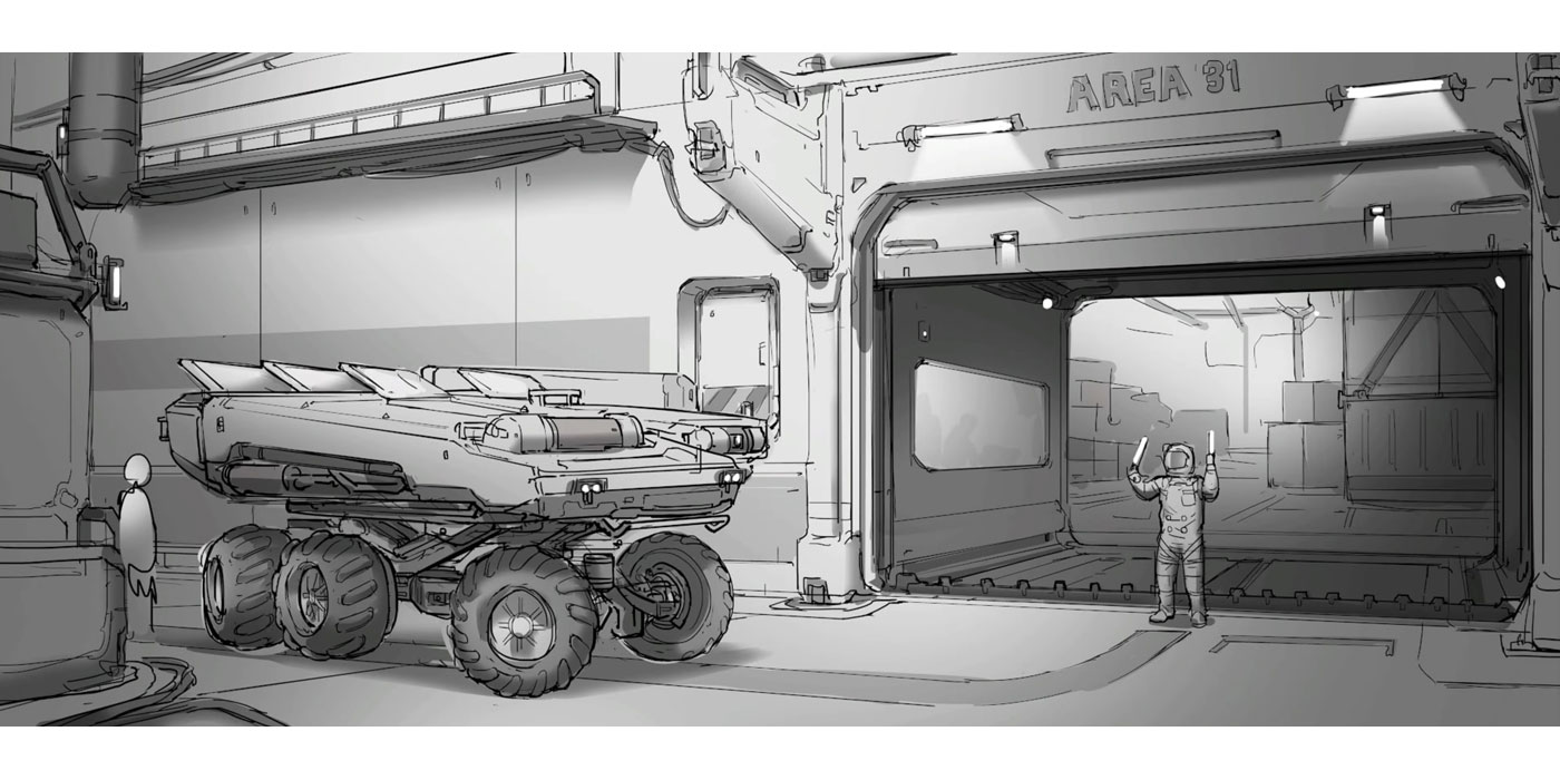 Hangar Concept Art from Pragmata