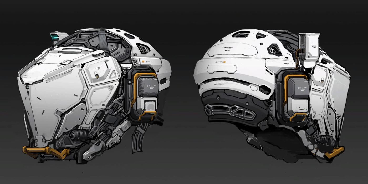 Hugh Helmet Concept Art from Pragmata