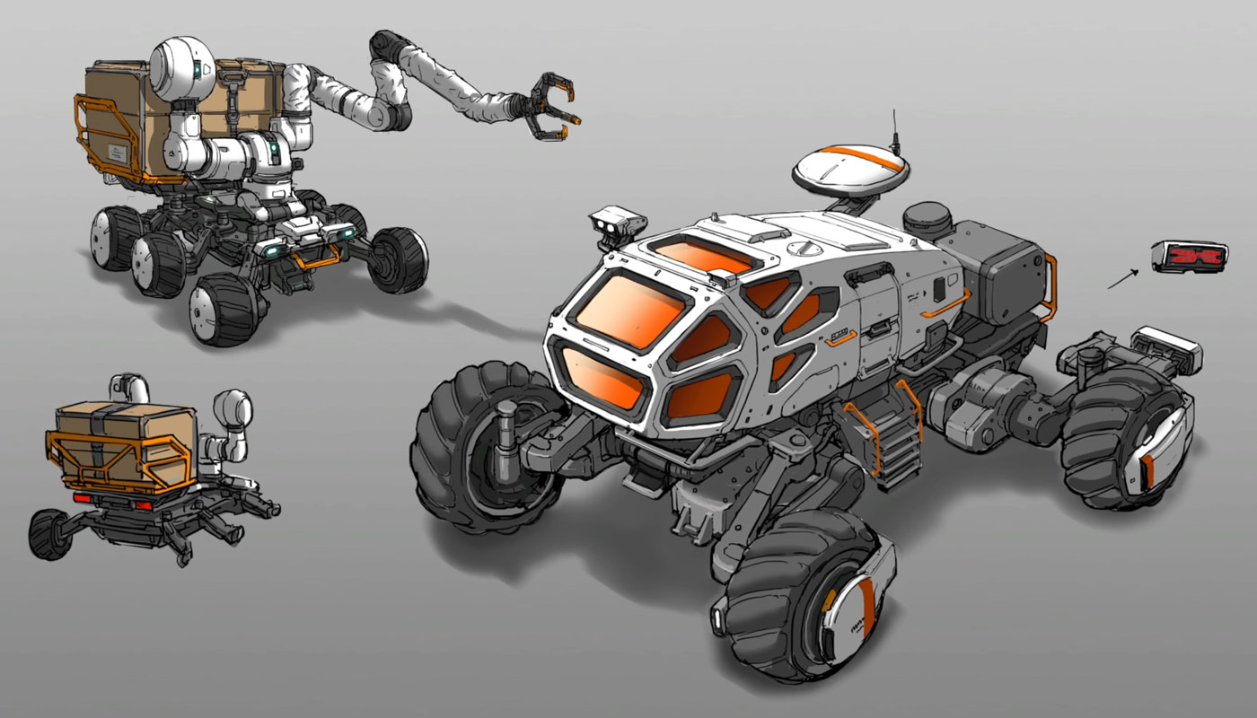 Lunar Vehicles Concept Art from Pragmata