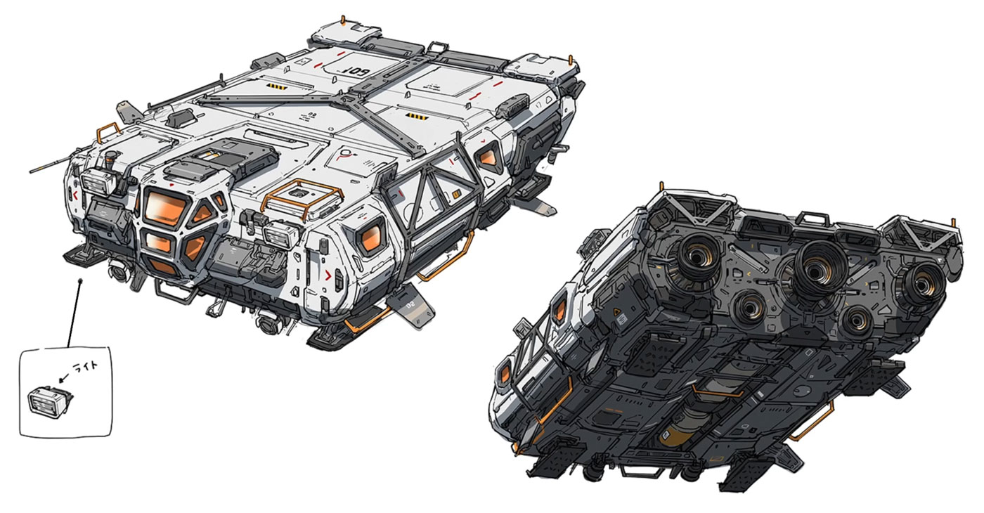 Spaceship Concept Art from Pragmata