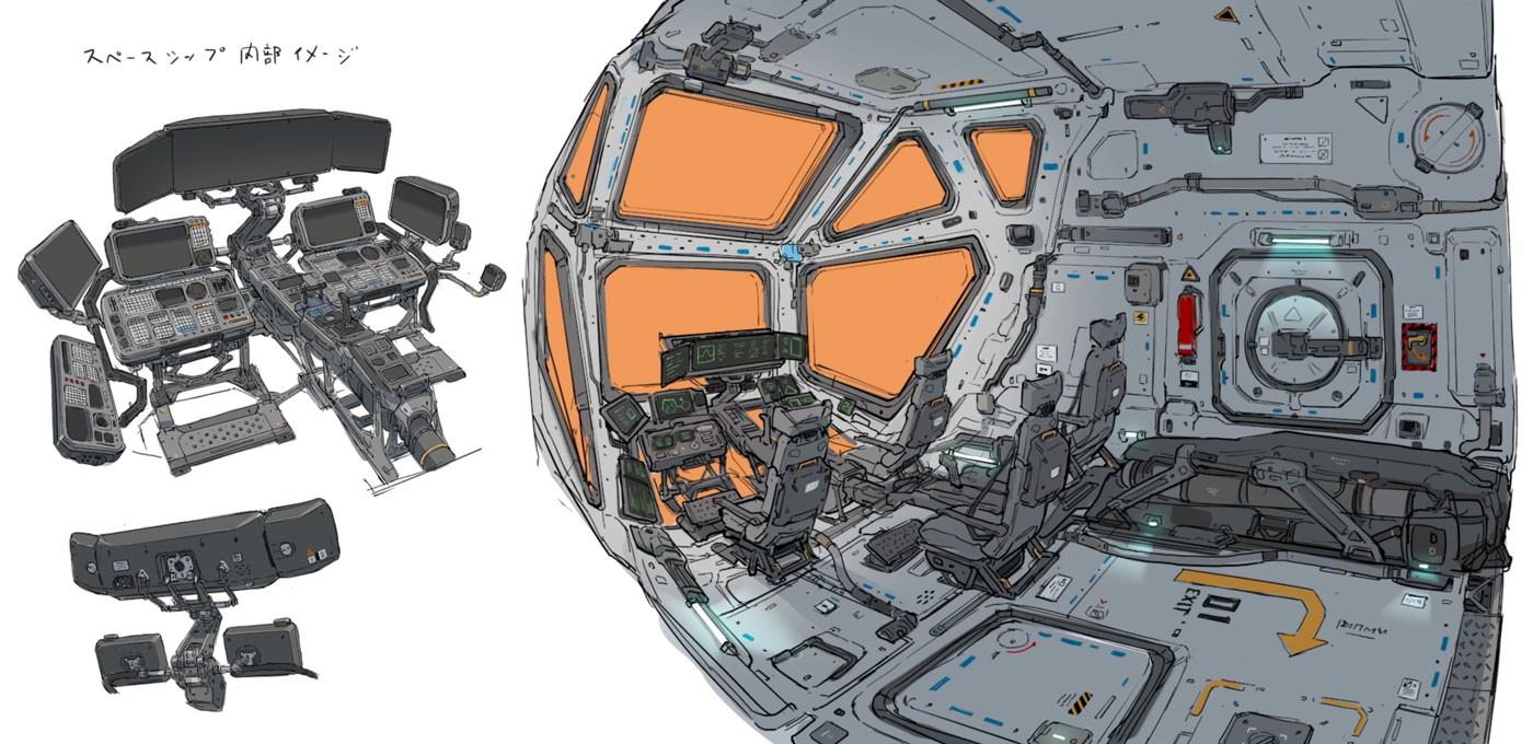 Spaceship Interior Concept Art from Pragmata