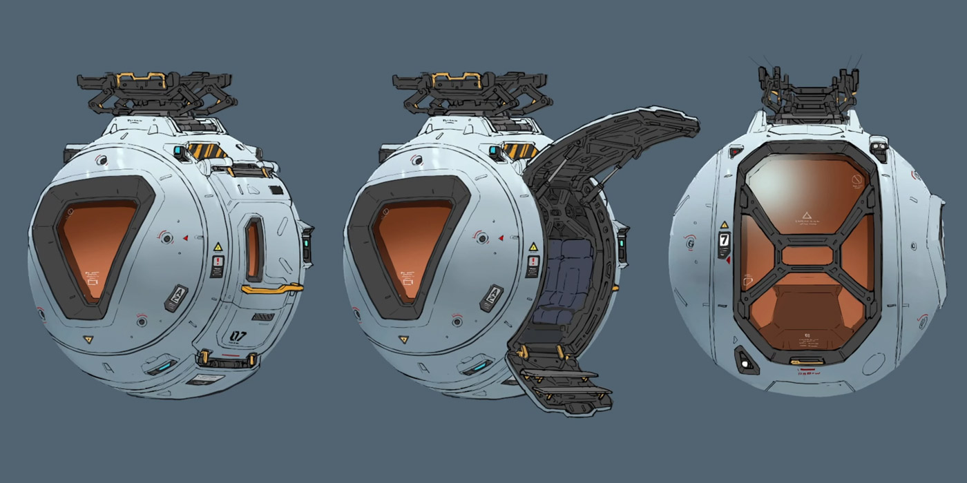 Tram Concept Art from Pragmata