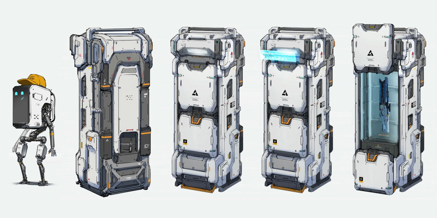 Weapon Storage Concept Art from Pragmata