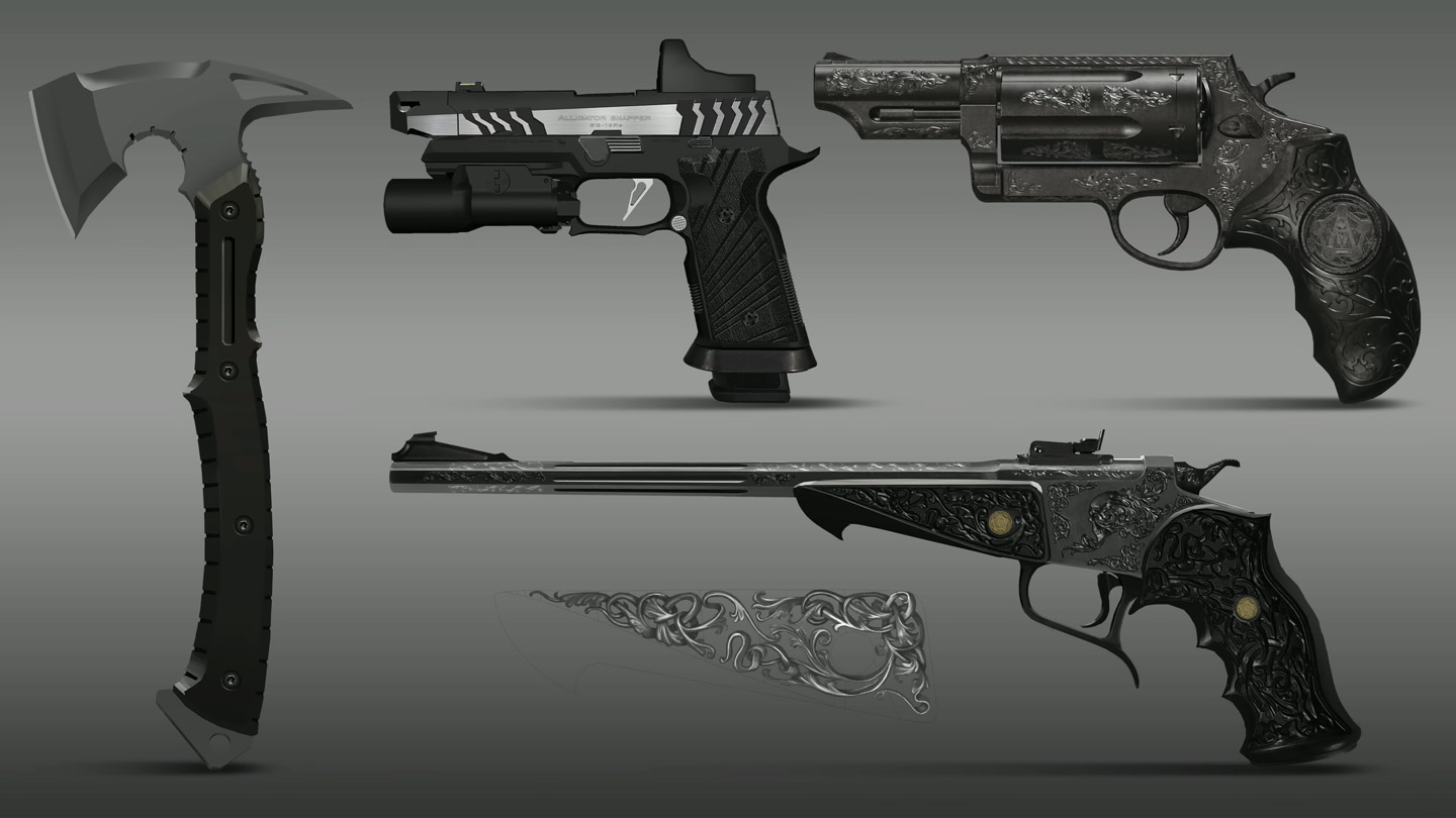 Hatchet and Handguns Concept Art from Resident Evil Requiem