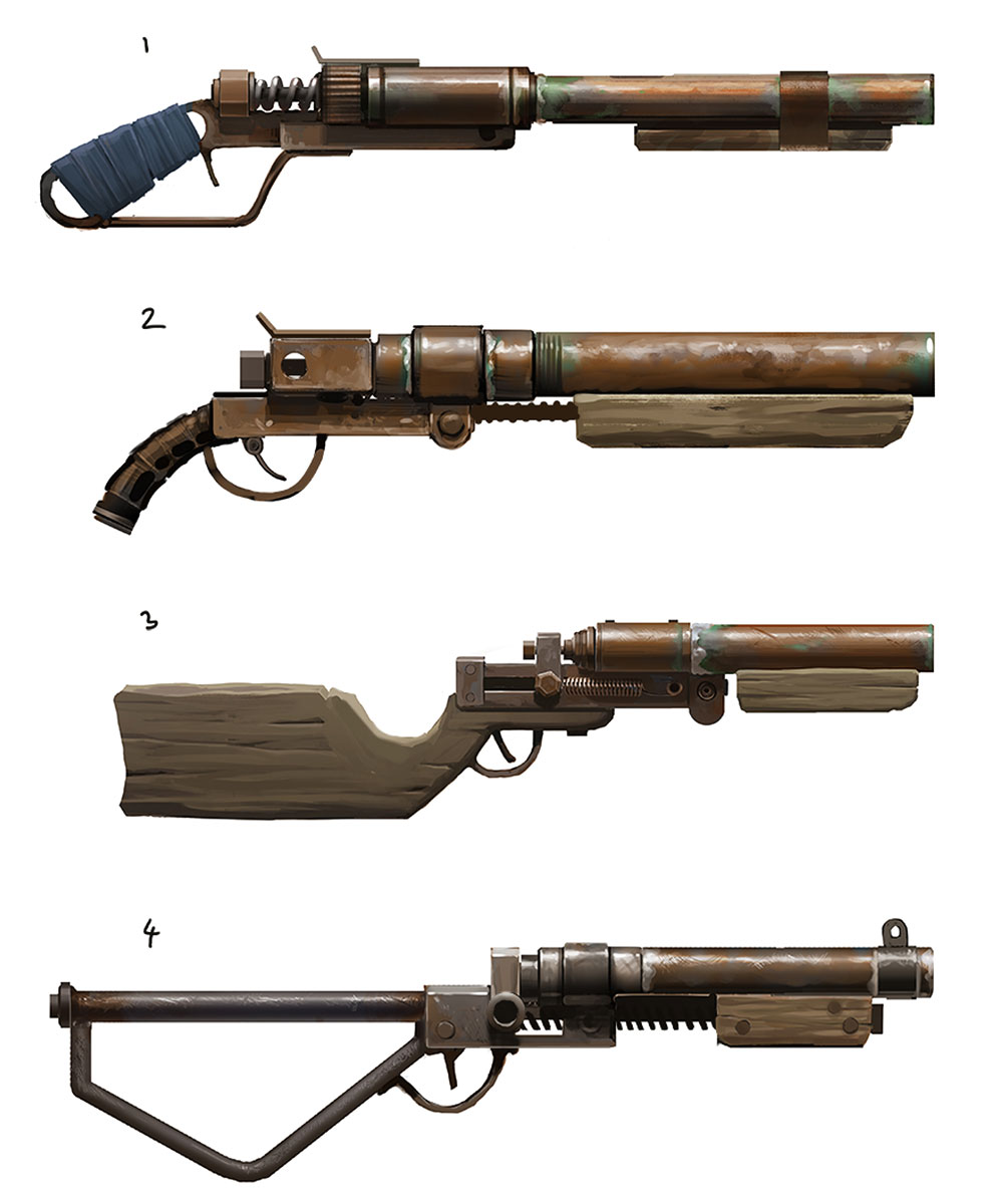 Crafted Double Barreled Shotgun Art from Rust