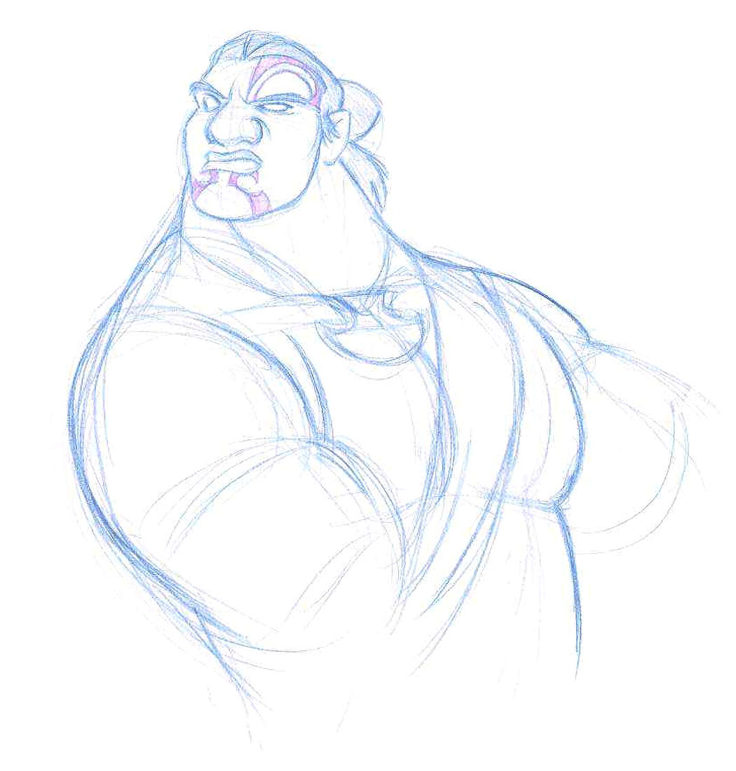 Rau Face Sketch from The Mark of Kri