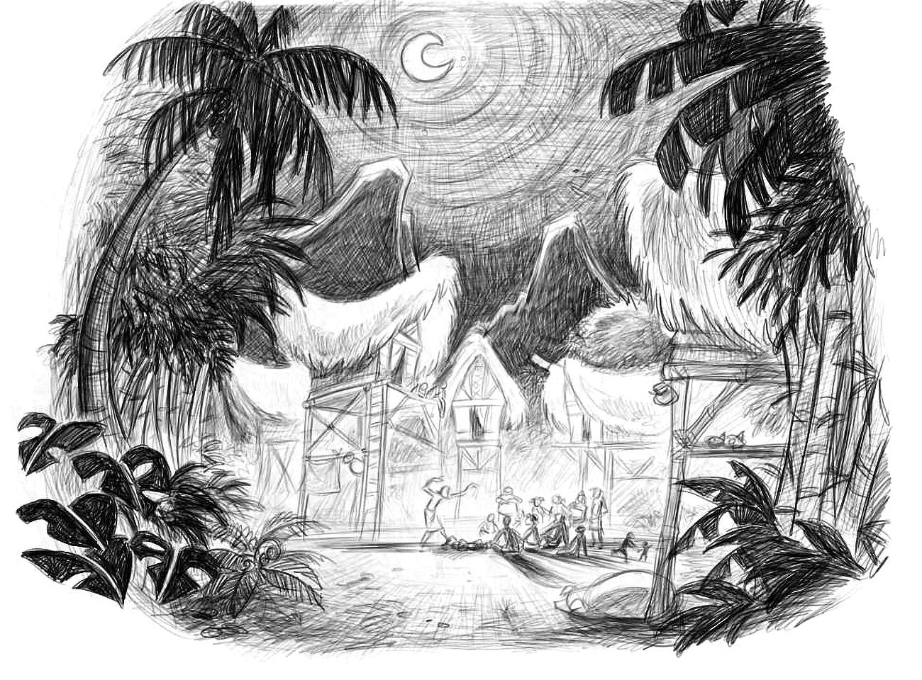 Village Sketch from The Mark of Kri